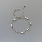 Tiny Pearl Bracelet Knotted Silk Wish Bracelet Dainty Minimalist Jewelry Gold Filled June Birthstone Bracelet Stacking Birthday Gift Women