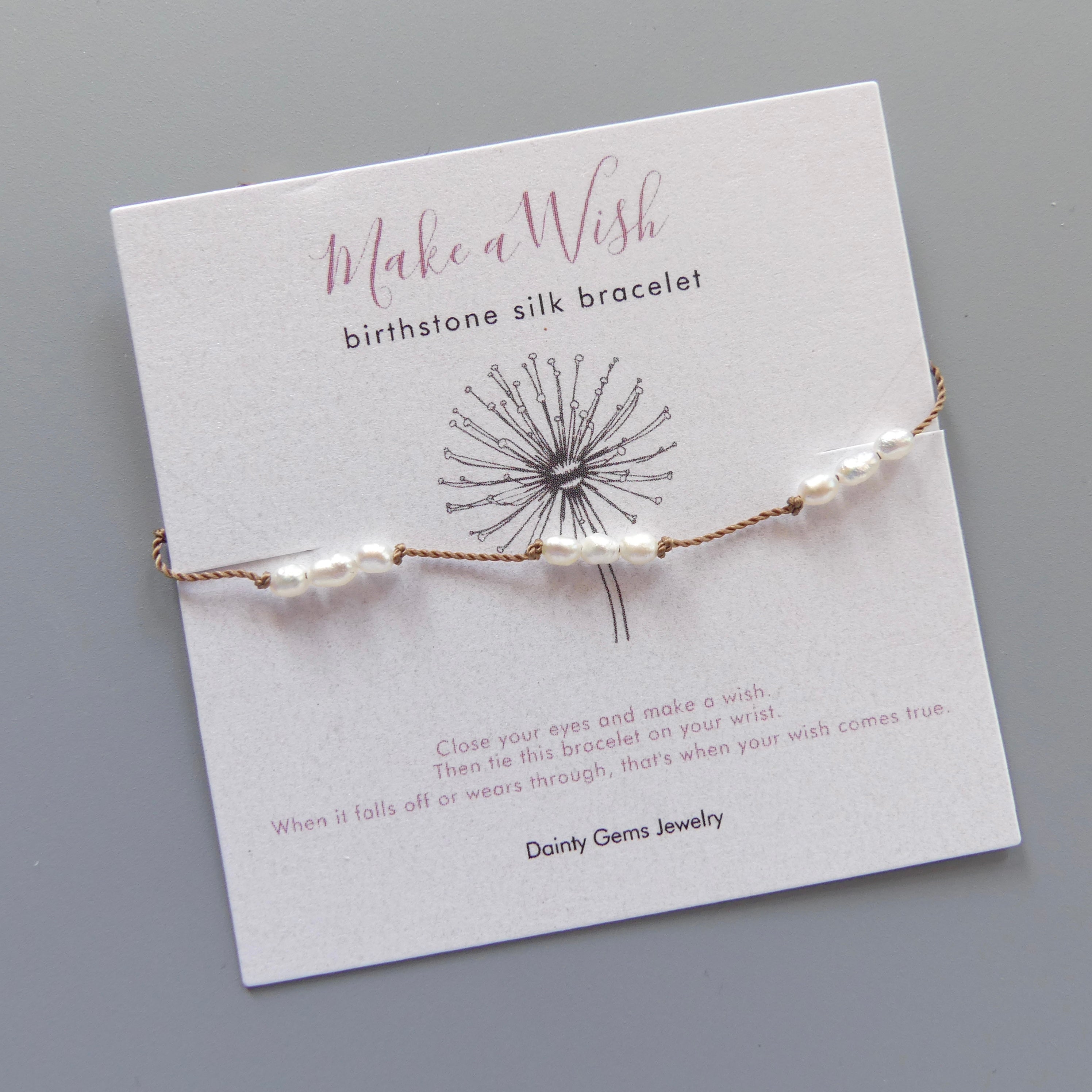 Tiny Pearl Bracelet Knotted Silk Wish Bracelet Dainty Minimalist Jewelry Gold Filled June Birthstone Bracelet Stacking Birthday Gift Women