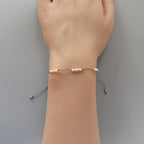 Tiny Pearl Bracelet Knotted Silk Wish Bracelet Dainty Minimalist Jewelry Gold Filled June Birthstone Bracelet Stacking Birthday Gift Women