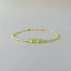 Tiny Peridot Bracelet Dainty Gemstone Beaded Bracelet Green Crystal Jewelry Minimalist August Birthstone Birthday Gift Mom Wife Sister