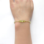 Tiny Peridot Bracelet Dainty Gemstone Beaded Bracelet Green Crystal Jewelry Minimalist August Birthstone Birthday Gift Mom Wife Sister