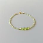 Tiny Peridot Bracelet Dainty Gemstone Beaded Bracelet Green Crystal Jewelry Minimalist August Birthstone Birthday Gift Mom Wife Sister