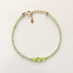 Tiny Peridot Bracelet Dainty Gemstone Beaded Bracelet Green Crystal Jewelry Minimalist August Birthstone Birthday Gift Mom Wife Sister