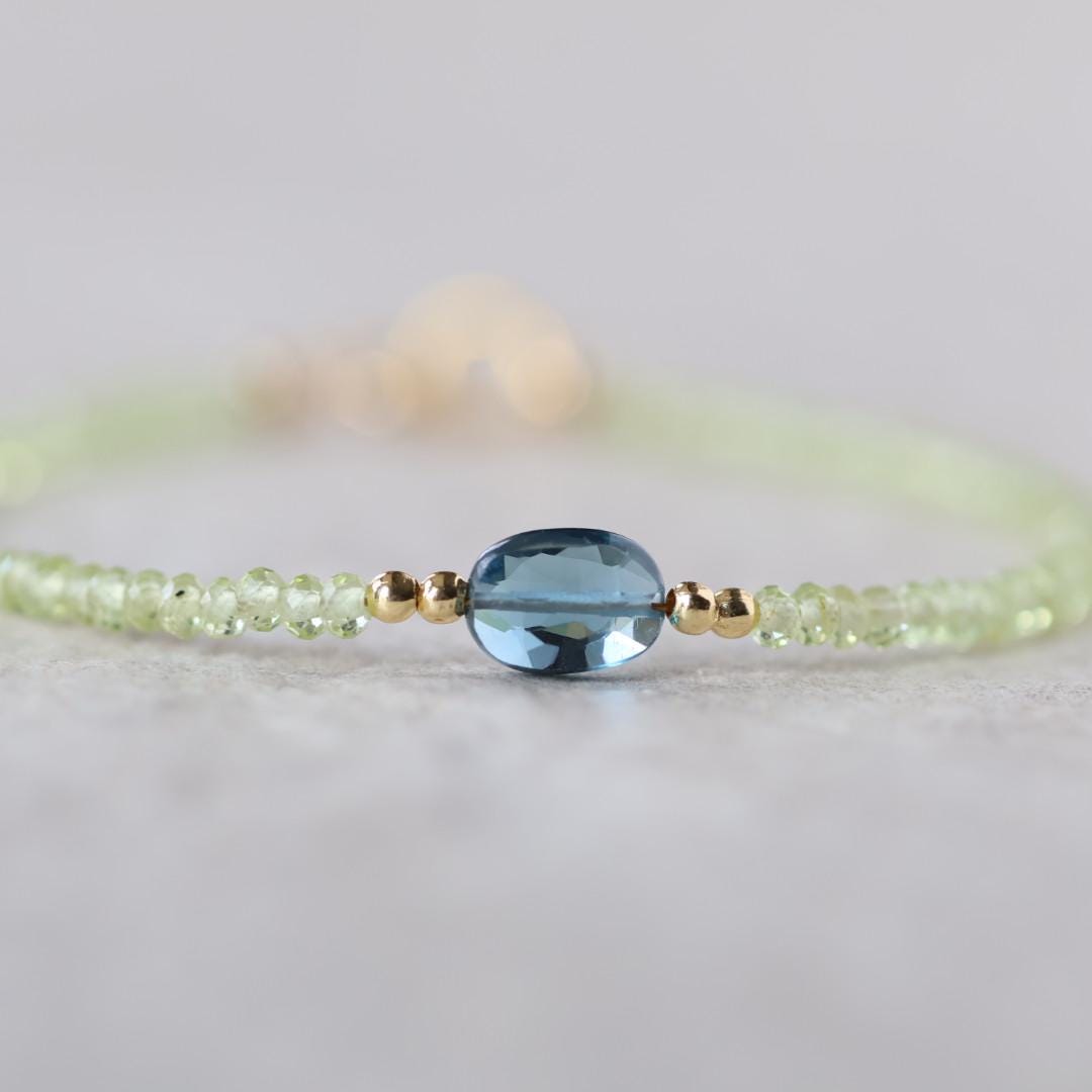 Tiny Peridot and London Blue Topaz Bracelet