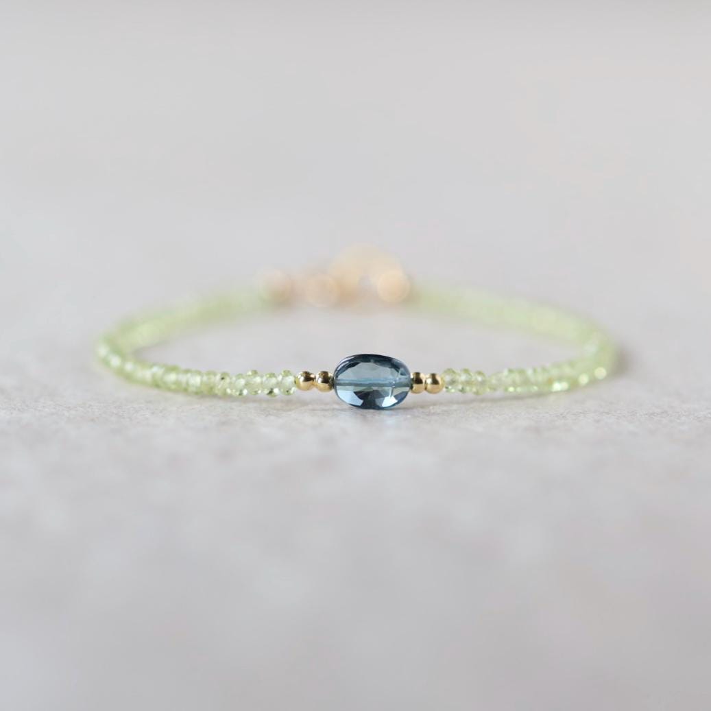 Tiny Peridot and London Blue Topaz Bracelet