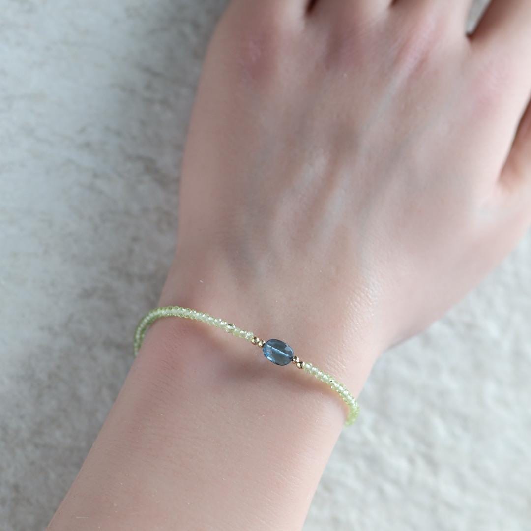 Tiny Peridot and London Blue Topaz Bracelet
