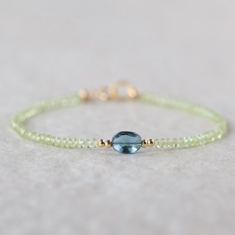 Tiny Peridot and London Blue Topaz Bracelet