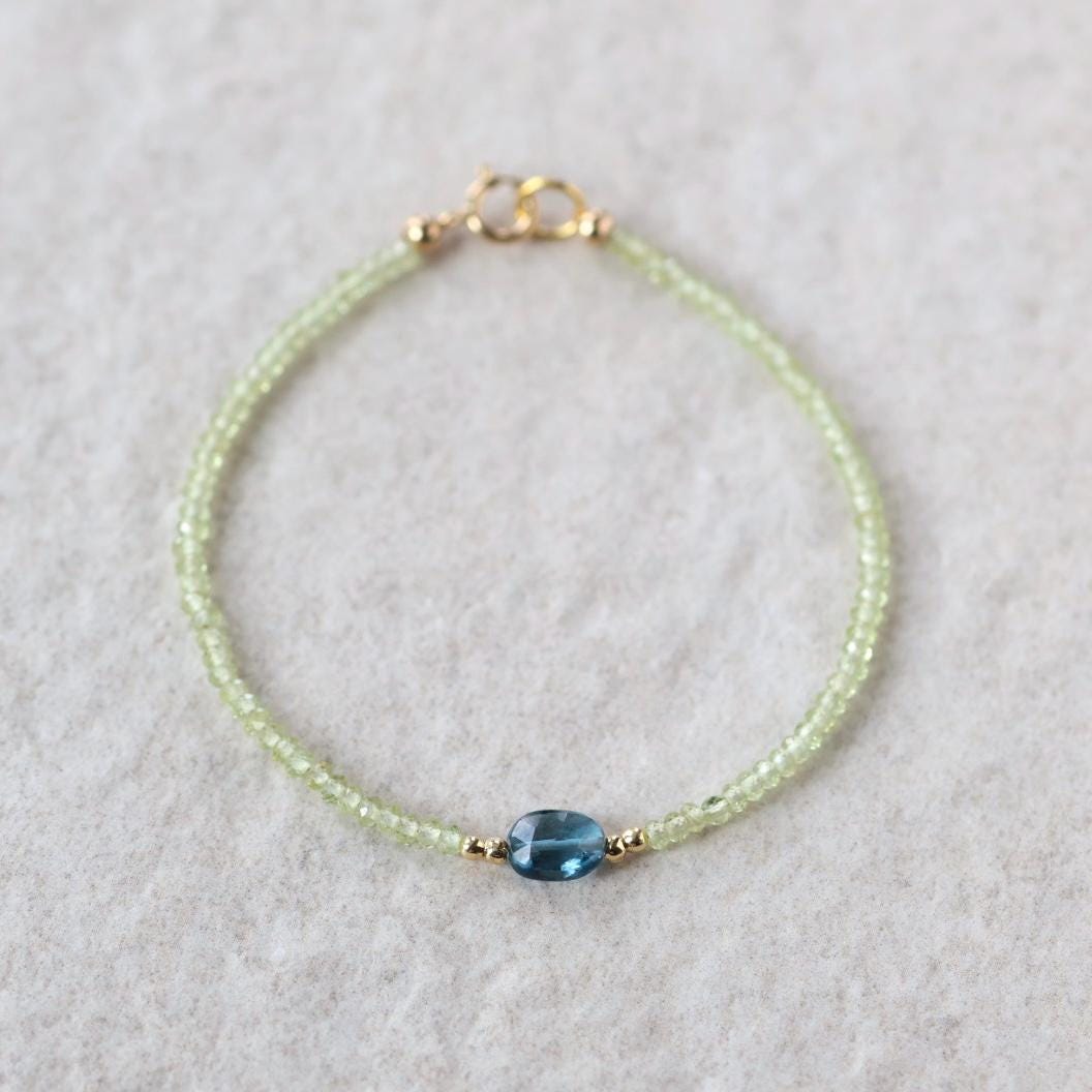 Tiny Peridot and London Blue Topaz Bracelet