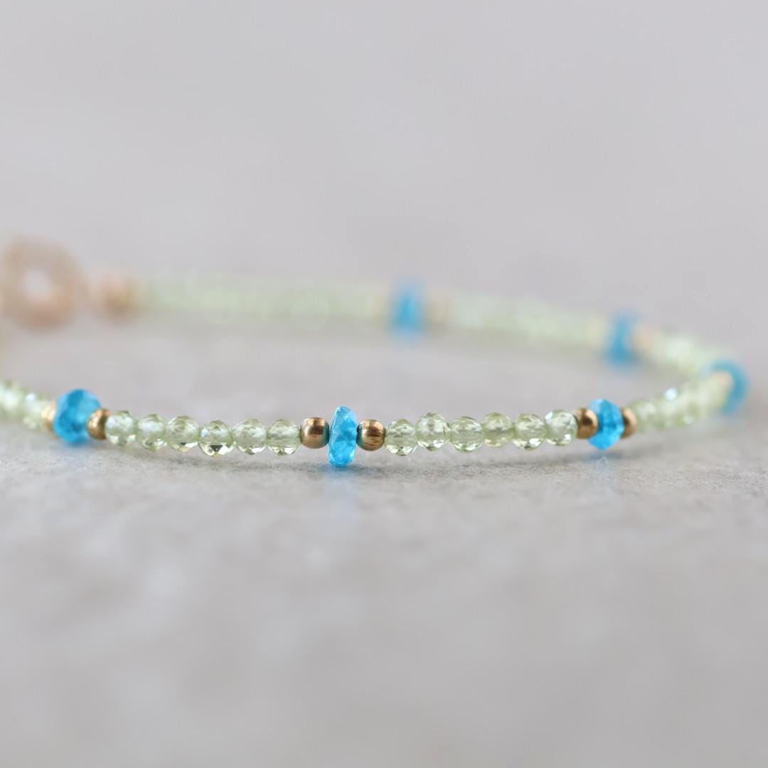 Tiny Peridot and Neon Apatite Bracelet