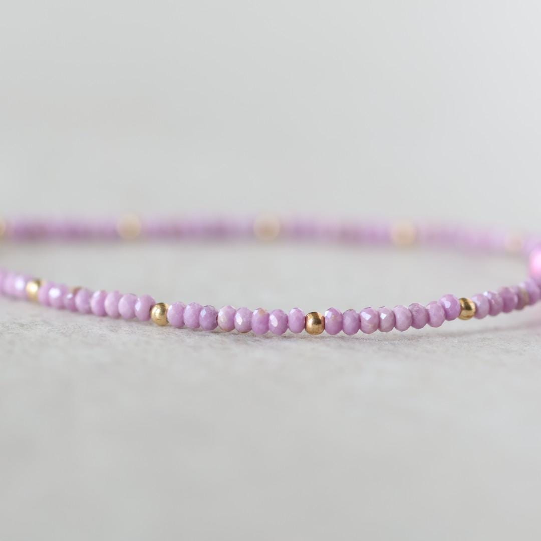 Tiny Phosphosiderite and Pink Pearl Bracelet