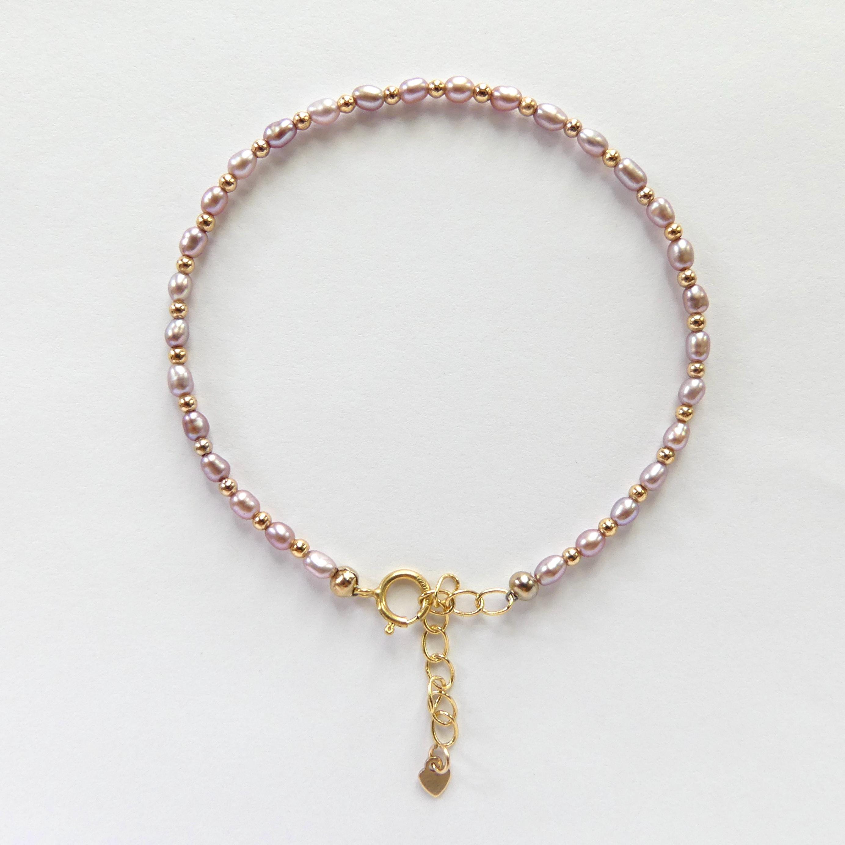 Tiny Pearl Bracelet Dainty Natural Pink Pearl Jewelry Minimalist June Birthstone Birthday Gift Bride Mom Mothers Day Bridesmaid Girlfriend