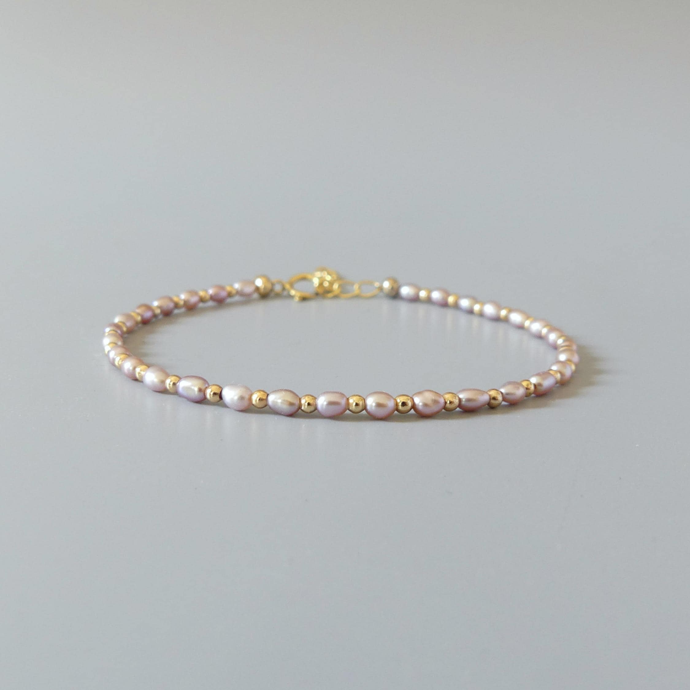 Tiny Pearl Bracelet Dainty Natural Pink Pearl Jewelry Minimalist June Birthstone Birthday Gift Bride Mom Mothers Day Bridesmaid Girlfriend