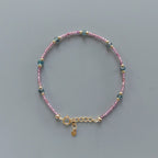 Tiny Teal Kyanite Bracelet Dainty Pink Garnet Gold Filled Beaded Bracelet Minimalist Jewelry Everyday Thin Bracelet Birthday Gift for Women