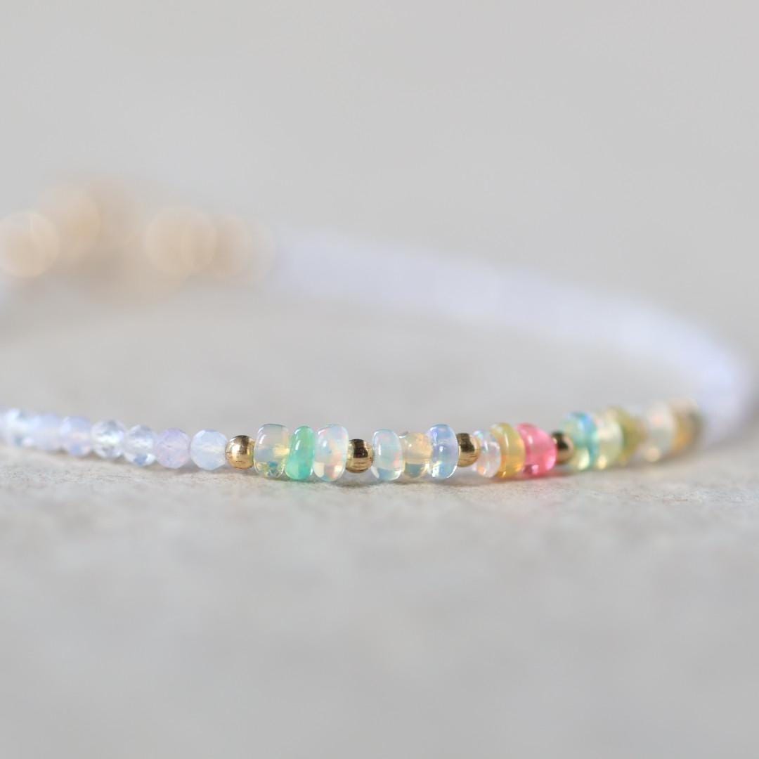 Tiny Purple an Pastel Opal Bracelet