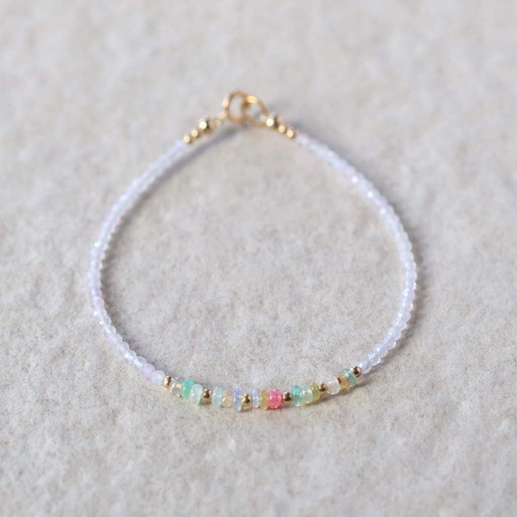 Tiny Purple an Pastel Opal Bracelet
