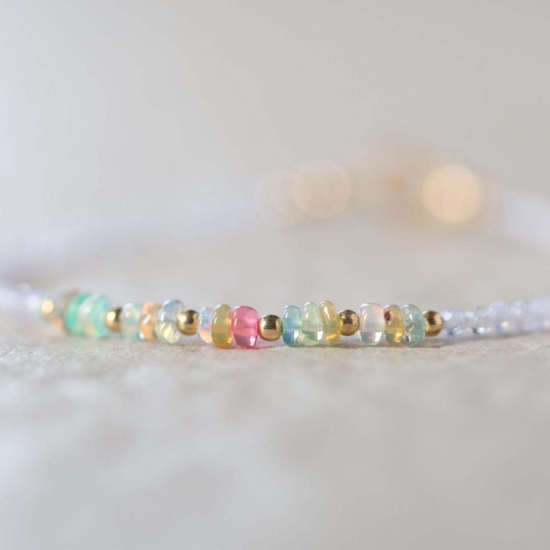 Tiny Purple an Pastel Opal Bracelet