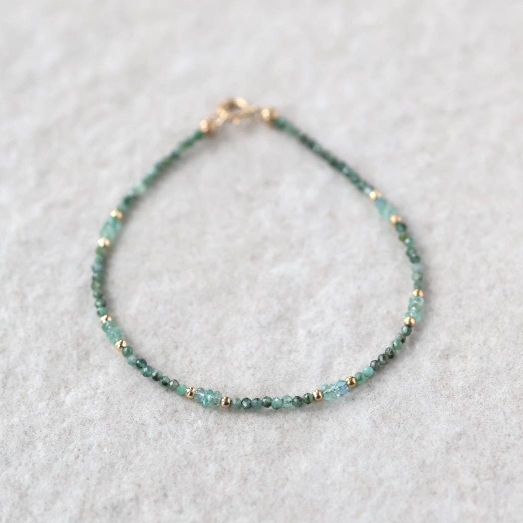 Tiny Zambian Emerald Bracelet