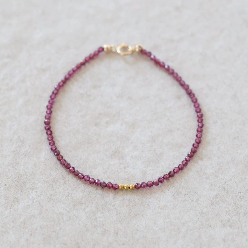 Tiny Rhodolite Garnet Bracelet