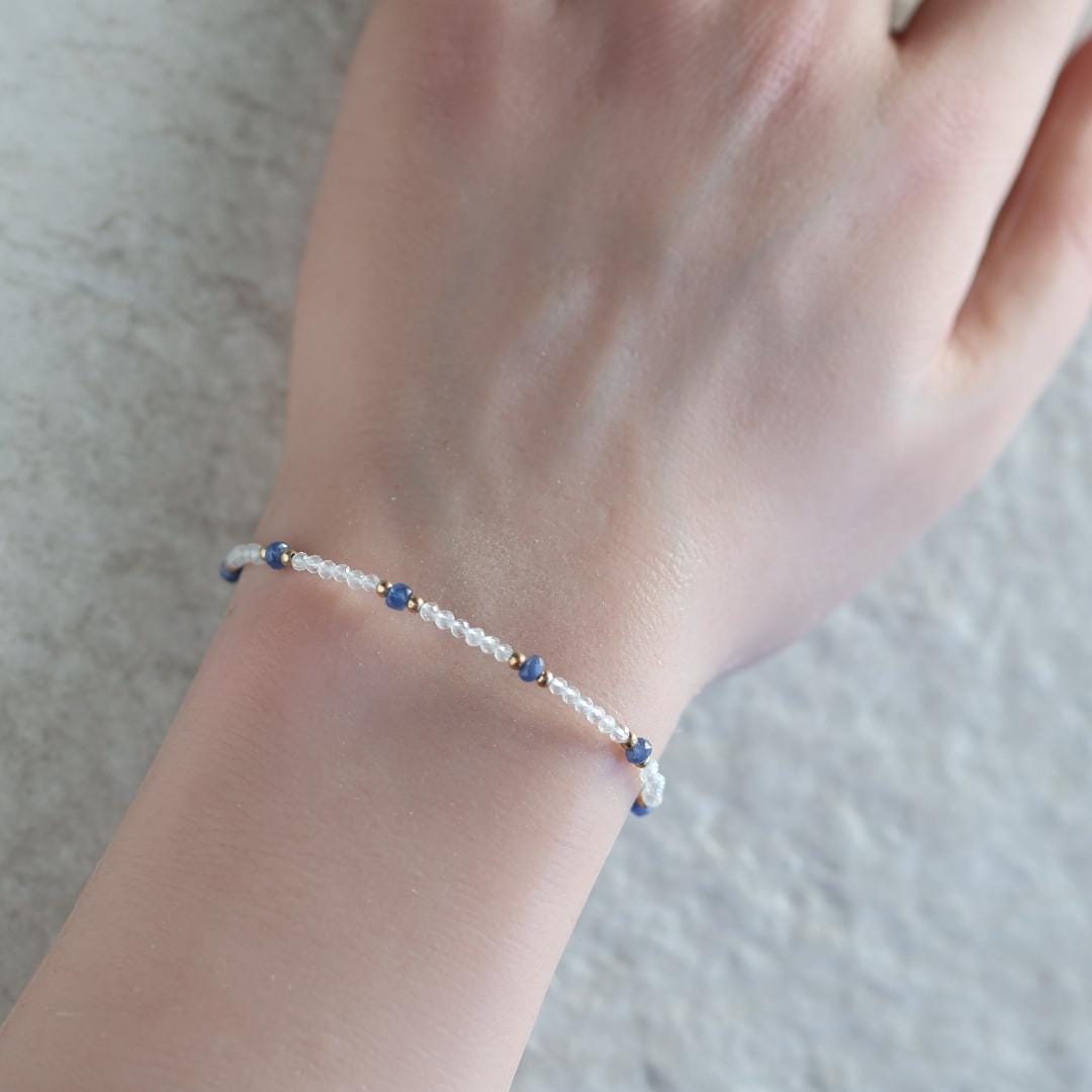 Tiny Blue Sapphire and Rock Quartz Bracelet