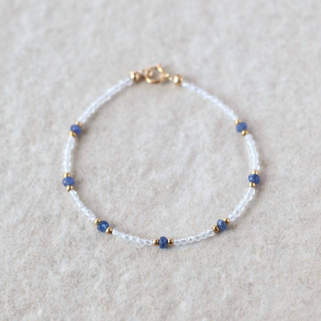 Tiny Blue Sapphire and Rock Quartz Bracelet