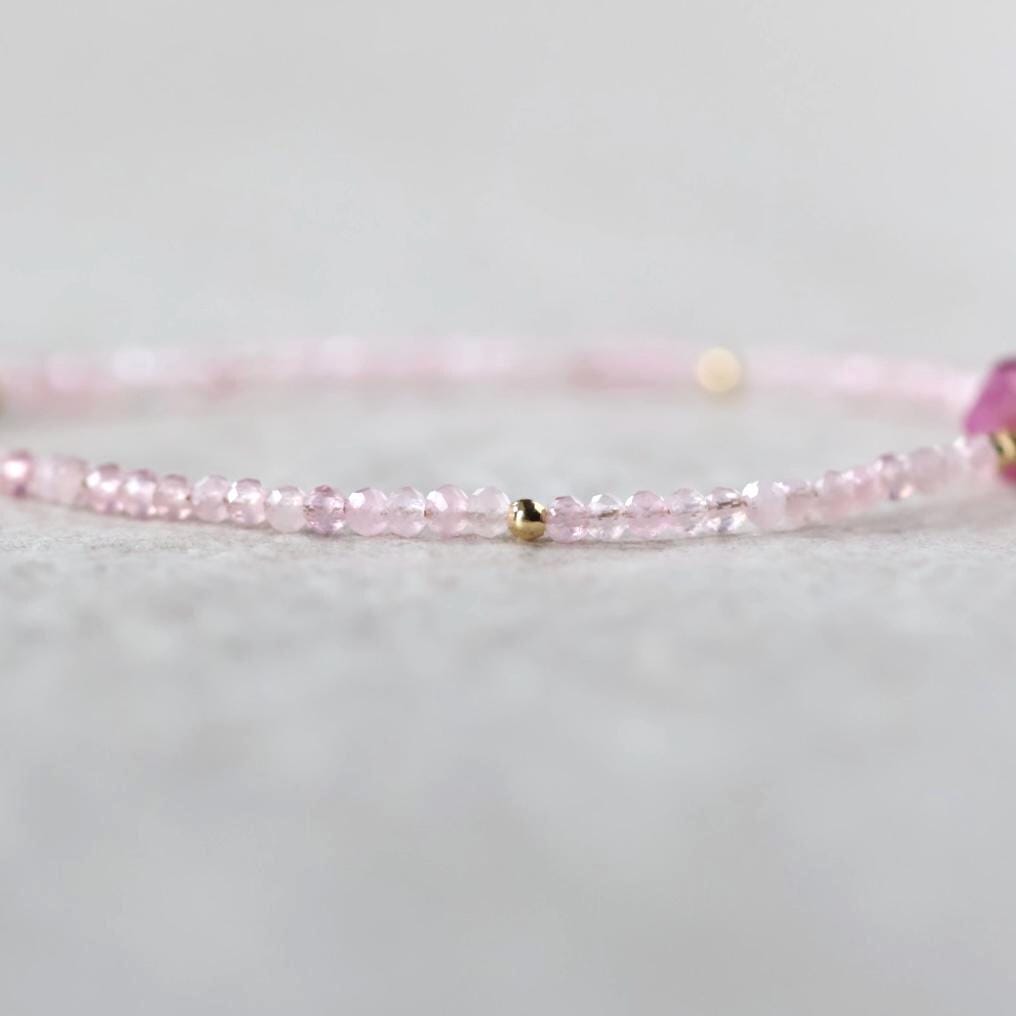 Tiny Ruby and Rose Quartz Bracelet