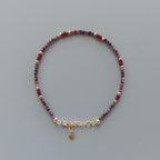 Tiny Ruby Bracelet Dainty Longido Ruby Gold Filled Bead Bracelet Silver Stacking Thin Birthstone Jewelry July Birthday Gift for Women