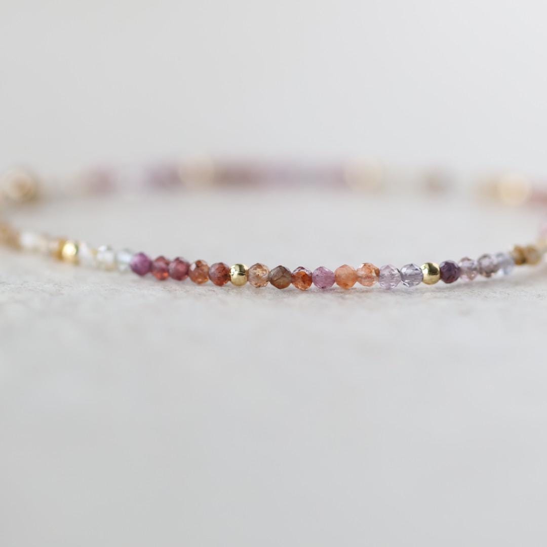 Tiny Pink Sapphire Bracelet Ruby Dainty Gemstone Beaded Bracelet Pink Jewelry Minimalist September Birthstone Birthday Gift Wife Daughter