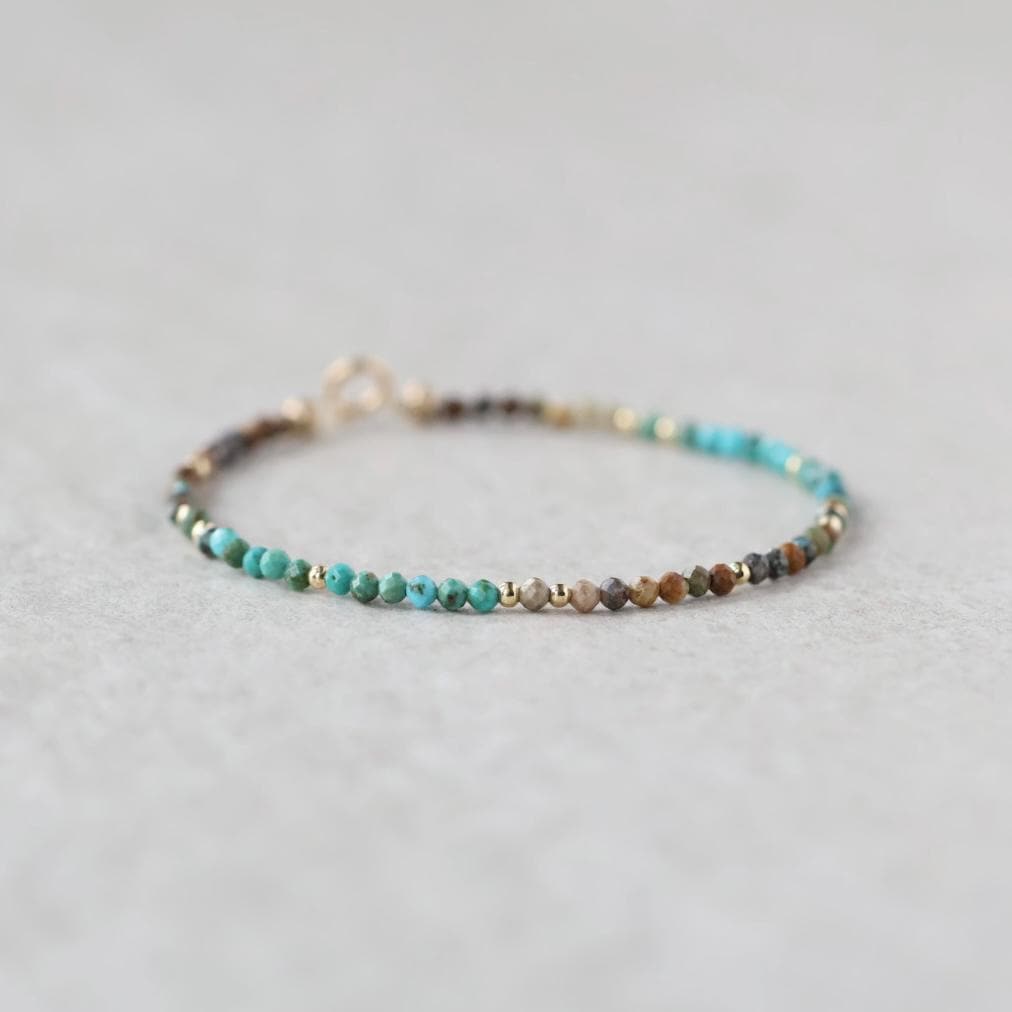 Tiny Arizona Turquoise Bracelet Dainty December Birthstone Bracelet Delicate Minimalist Jewelry Birthday Gift for Women Christmas Mom Wife