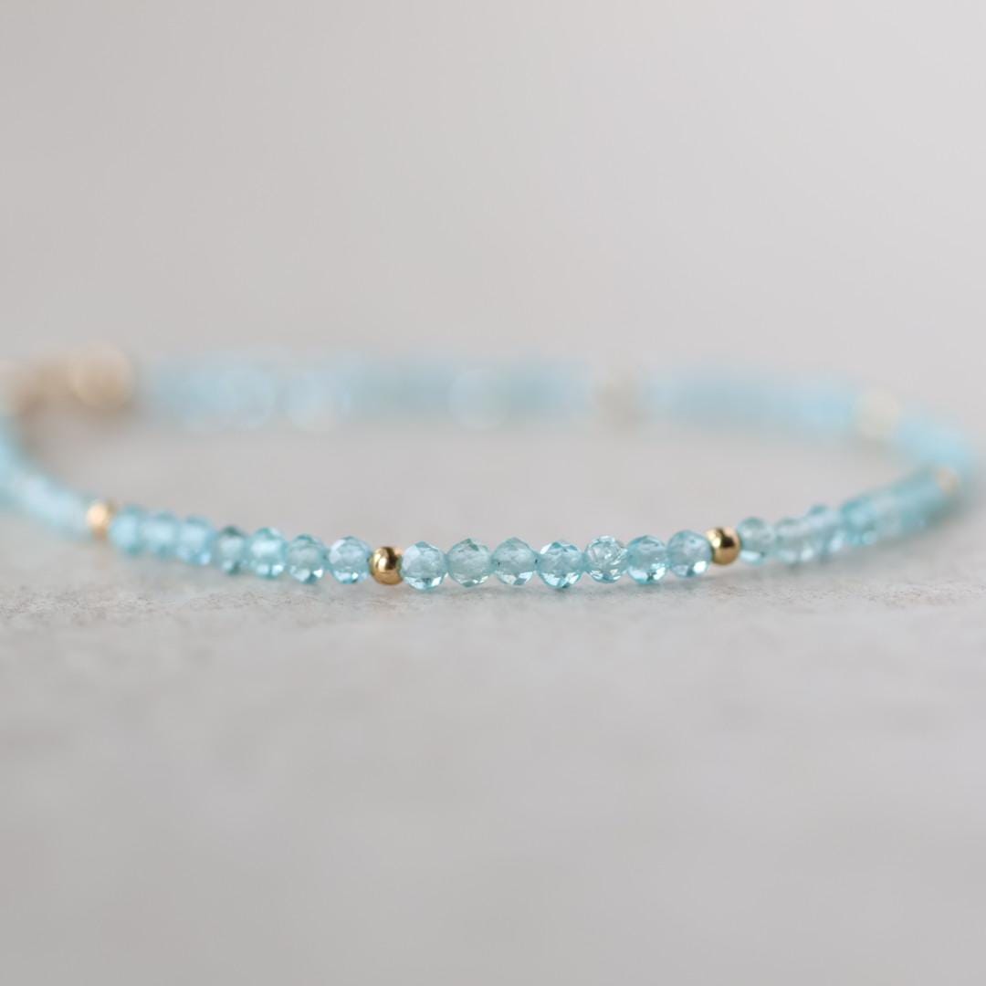 Tiny Sky Blue Apatite Bracelet Dainty Gemstone Beaded Bracelet Crystal Jewelry Minimalist Boho Chic Birthday Gift for Mom Wife Bridesmaids