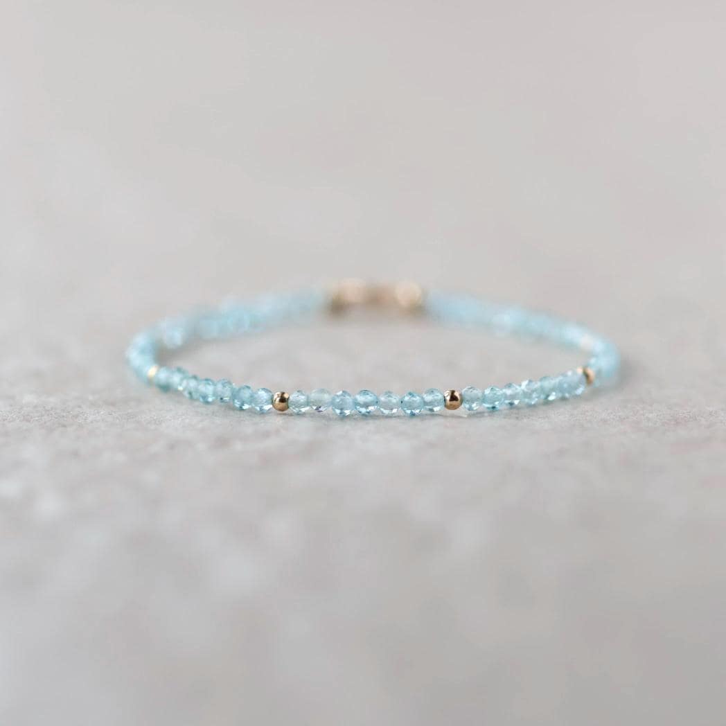 Tiny Sky Blue Apatite Bracelet Dainty Gemstone Beaded Bracelet Crystal Jewelry Minimalist Boho Chic Birthday Gift for Mom Wife Bridesmaids