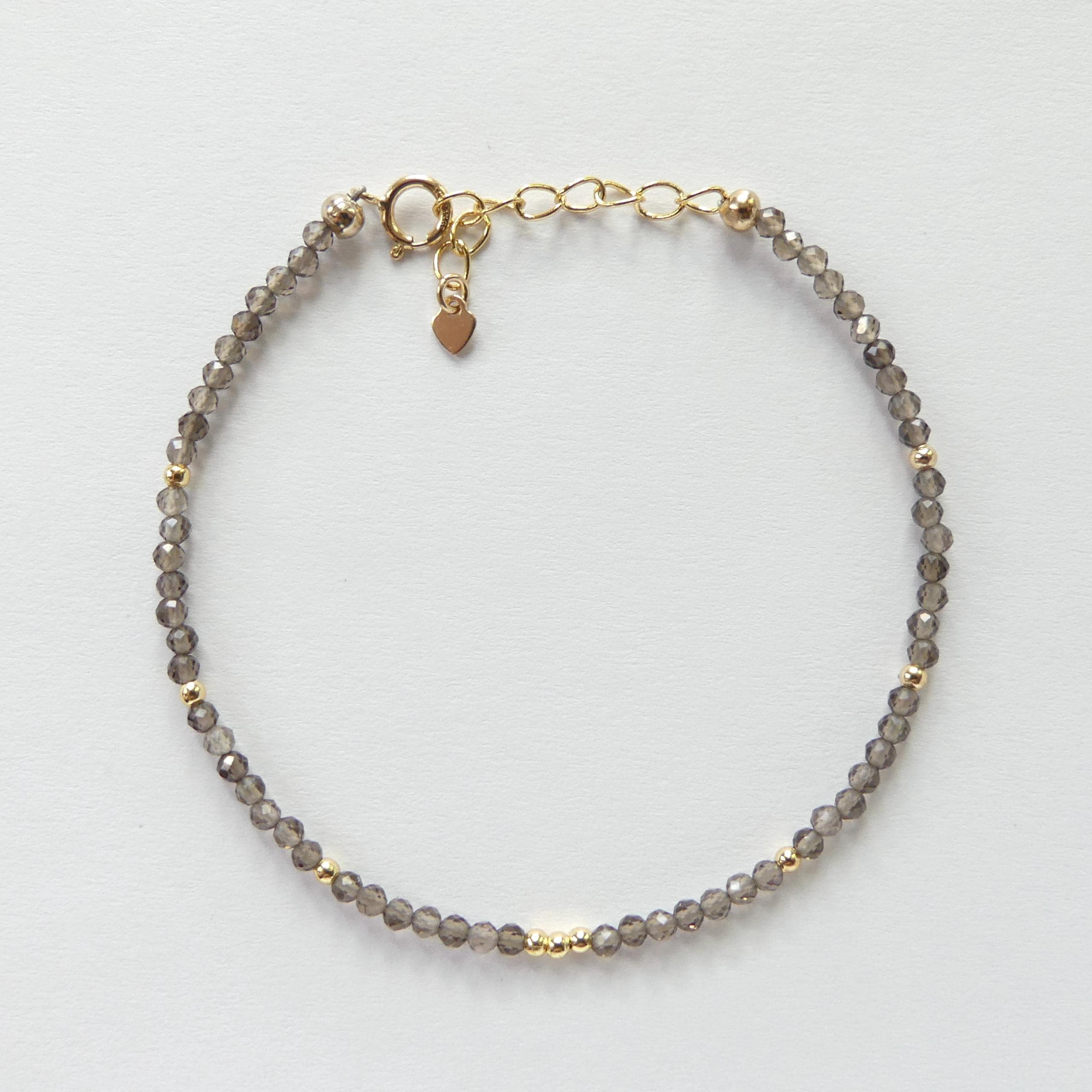 Tiny Smoky Quartz Bracelet Dainty Gemstone Beaded Bracelet Brown Crystal Minimalist Jewelry Everyday Birthday Gift Daughter Wife Bridesmaids