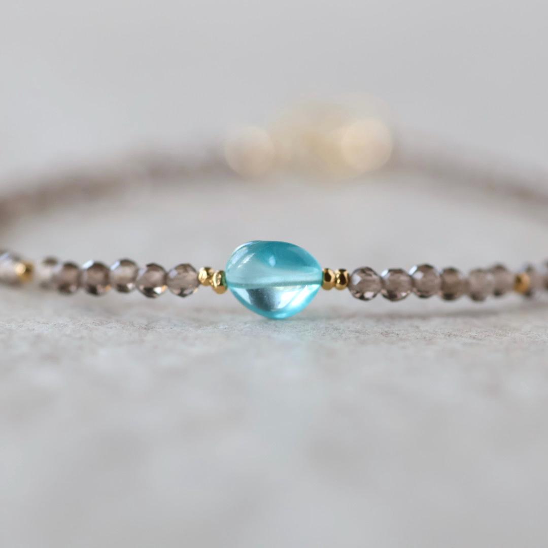 Tiny Smoky Quartz and Neon Apatite Bracelet