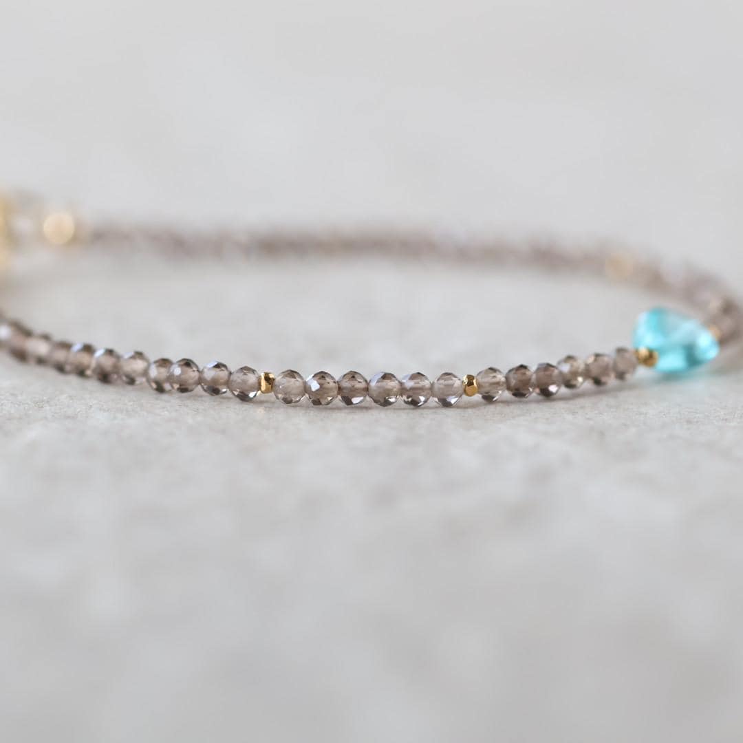 Tiny Smoky Quartz and Neon Apatite Bracelet