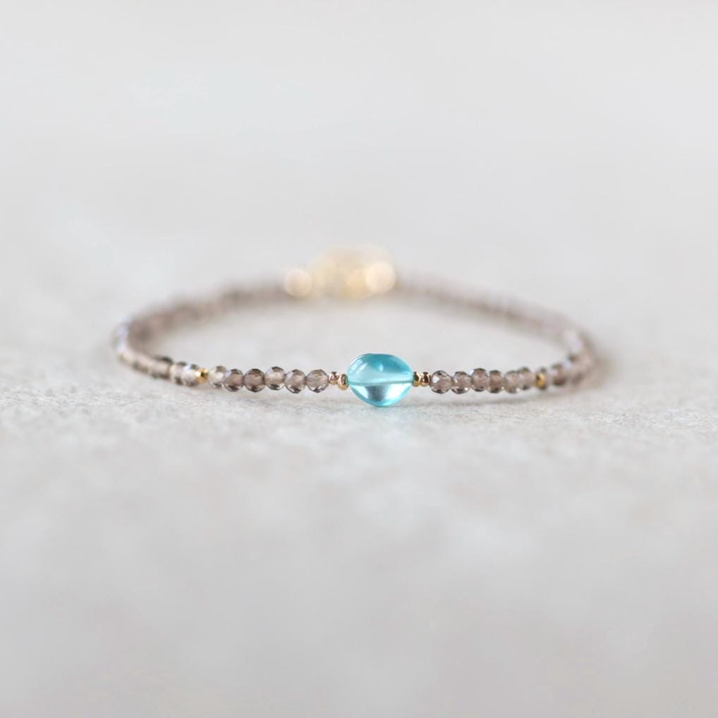 Tiny Smoky Quartz and Neon Apatite Bracelet