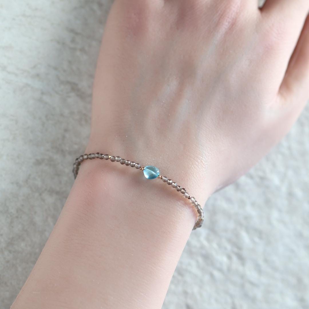 Tiny Smoky Quartz and Neon Apatite Bracelet