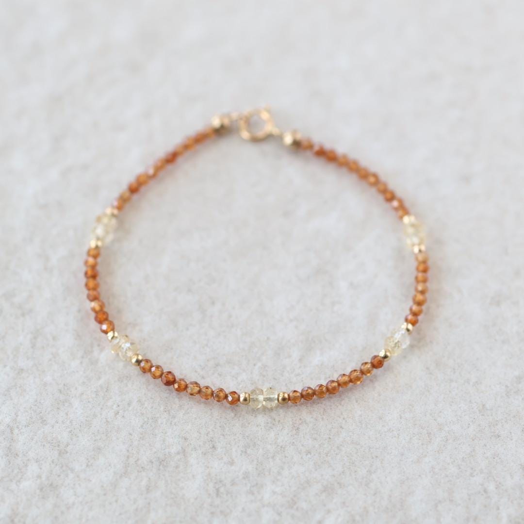 Tiny Citrine and Spessartine Bracelet