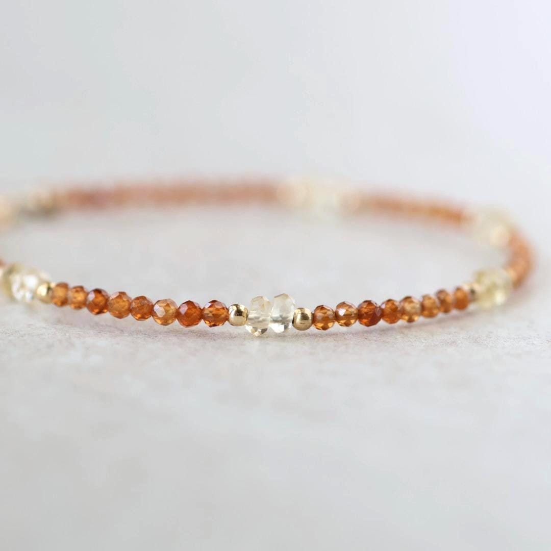 Tiny Citrine and Spessartine Bracelet