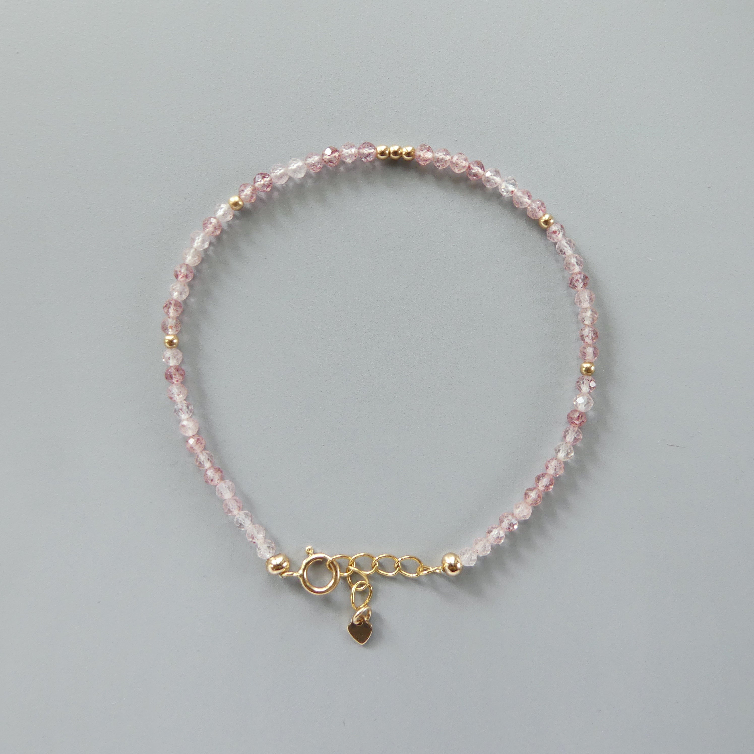 Tiny Strawberry Quartz Bracelet Dainty Gemstone Beaded Bracelet Minimalist Jewelry Self Love Gift Self Care Birthday Gift Bridesmaid Wife