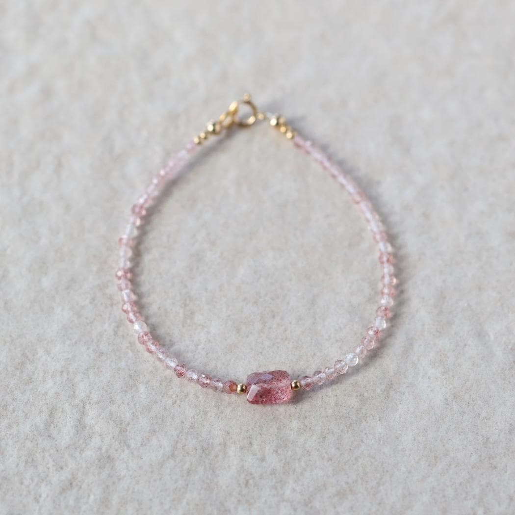 Tiny Strawberry Quartz Bracelet