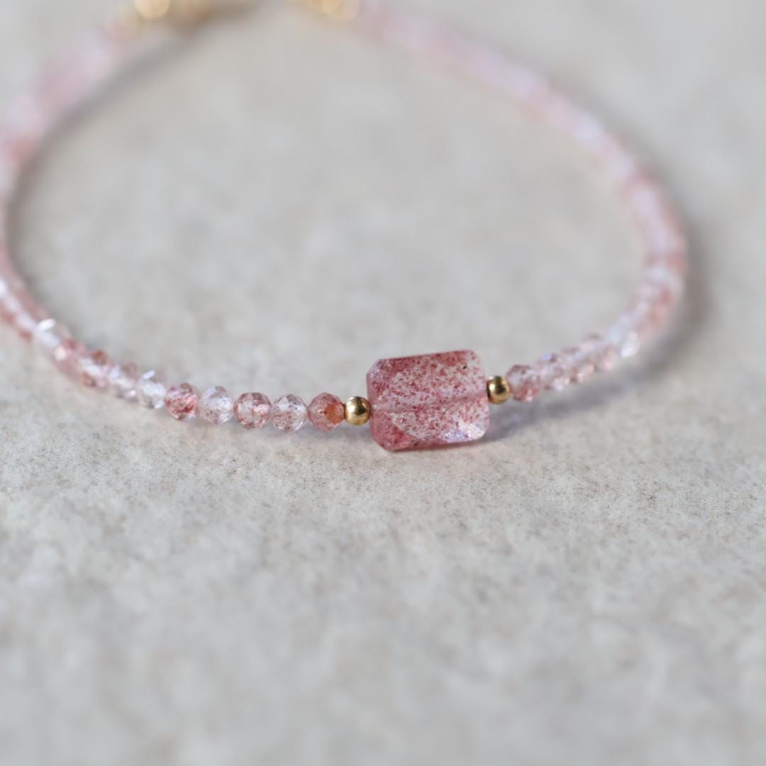 Tiny Strawberry Quartz Bracelet