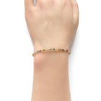 Tiny Watermelon Tourmaline Bracelet Dainty Gemstone Beaded Bracelet Colorful Crystal October Birthstone Jewelry Rainbow Birthday Gift Wife