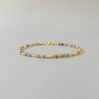 Tiny Watermelon Tourmaline Bracelet Dainty Gemstone Beaded Bracelet Colorful Crystal October Birthstone Jewelry Rainbow Birthday Gift Wife