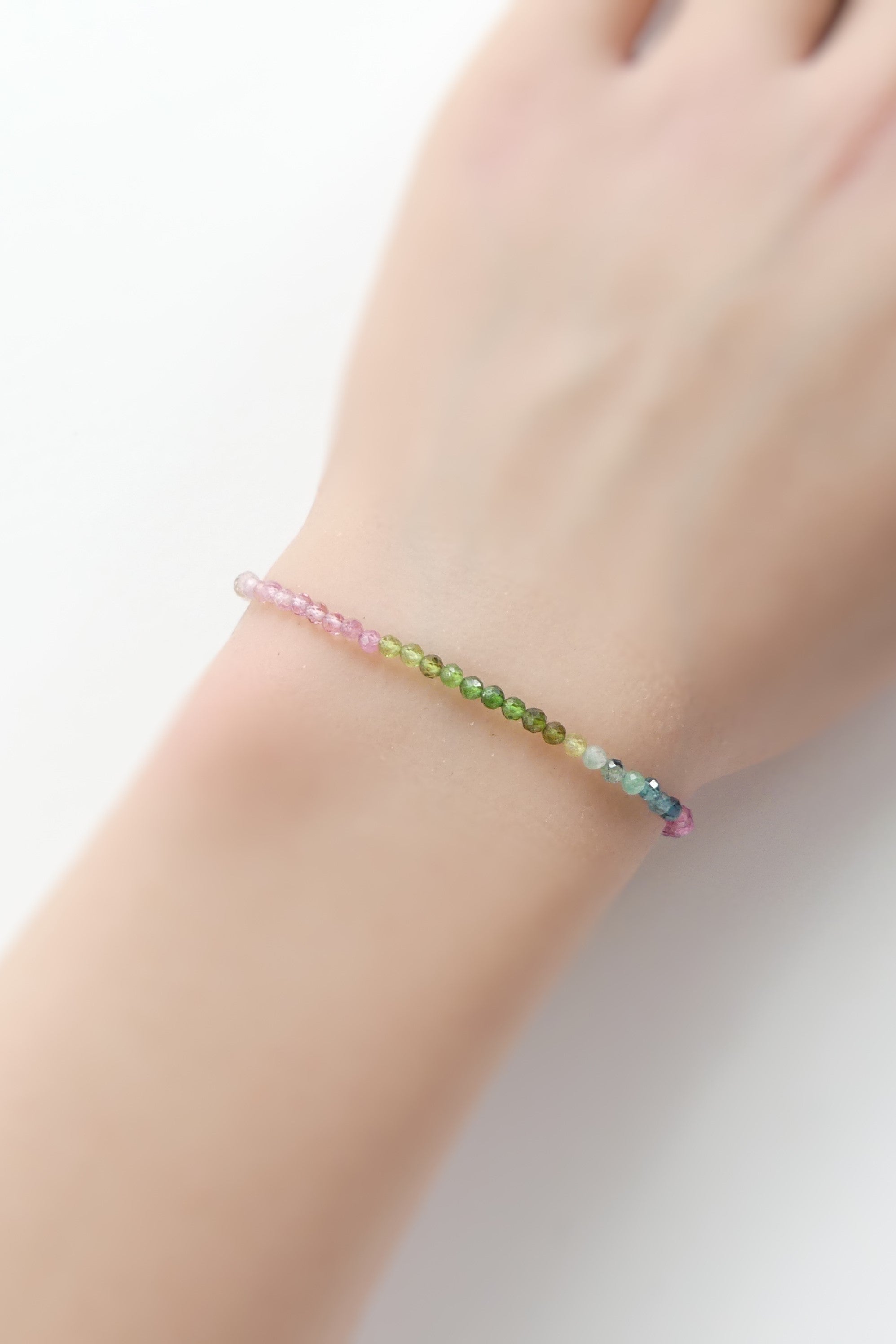 dainty watermelon tourmaline bracelet, gemstone beaded bracelet for women and men, unisex tourmaline bracelet delicate, October birthstone gift