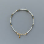Tiny White Diamond Zircon Bracelet Dainty Green Sapphire Gold Filled Bracelet Minimalist Jewelry Birthstone Gift for Women Mom Bridesmaid