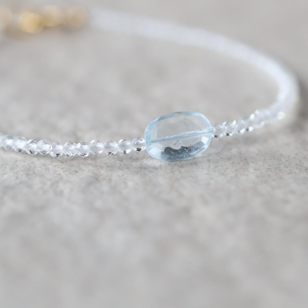 Tiny Topaz Bracelet Dainty Beaded Gemstone Bracelet Minimalist Jewelry Crystal April Birthstone Birthday Gift Mom Wife Bridesmaid