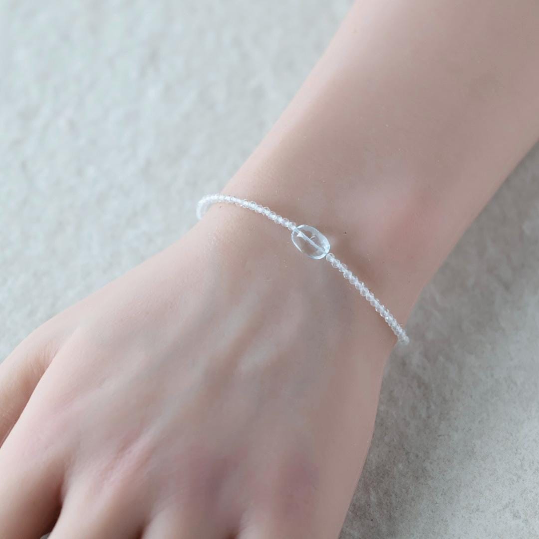 Tiny Topaz Bracelet Dainty Beaded Gemstone Bracelet Minimalist Jewelry Crystal April Birthstone Birthday Gift Mom Wife Bridesmaid