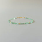 Tiny AAA Zambian Emerald Bracelet Dainty May Birthstone Gemstone Beaded Minimalist Bracelet Women Birthday Gift 20th Anniversary Wife Mom