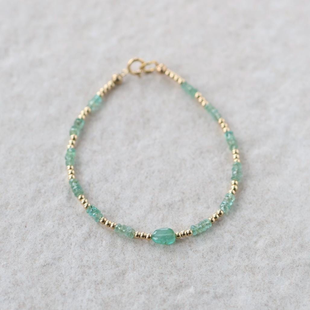 Tiny Zambian Emerald Bracelet