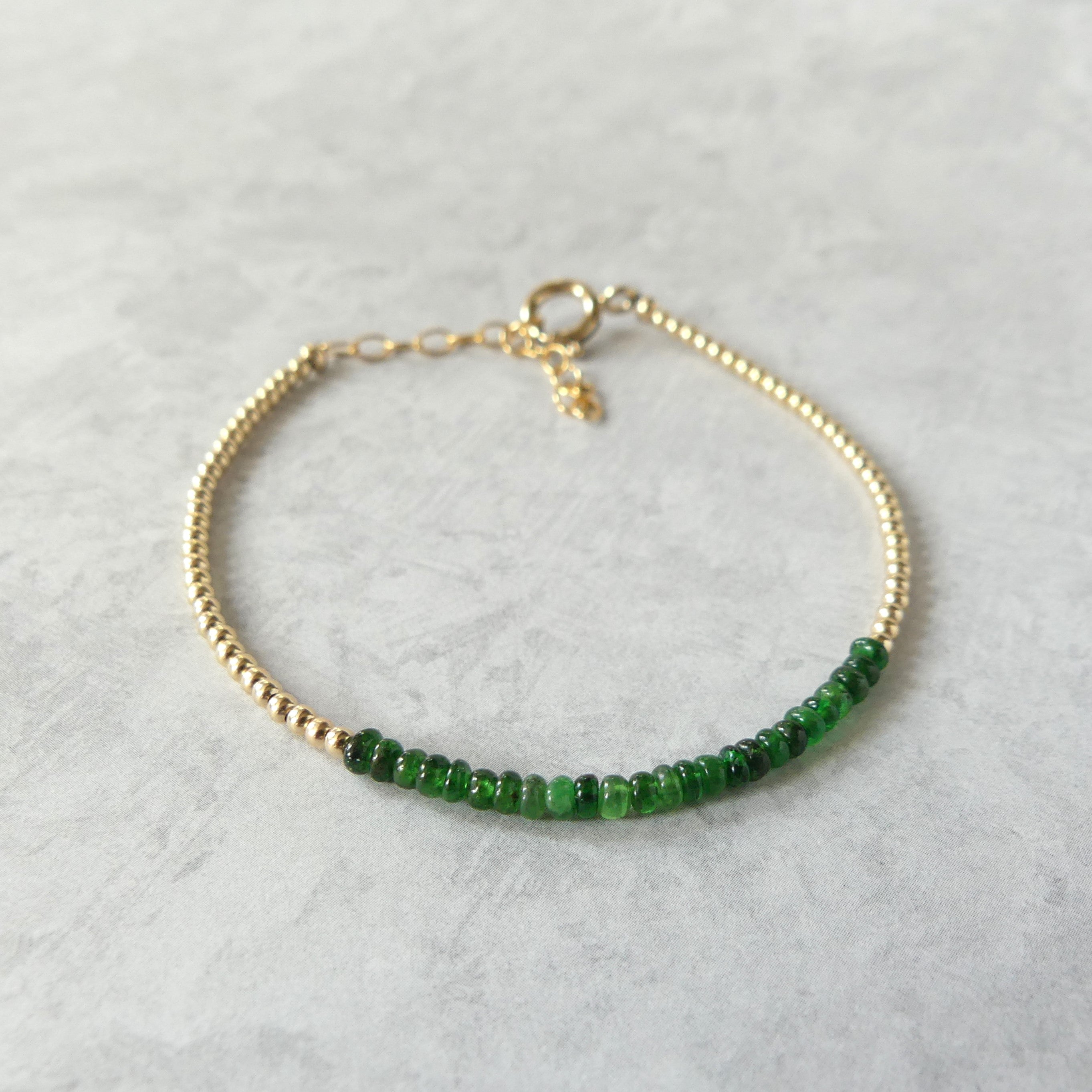 dainty tsavorite garnet bracelet green garnet unique jewelry gift special