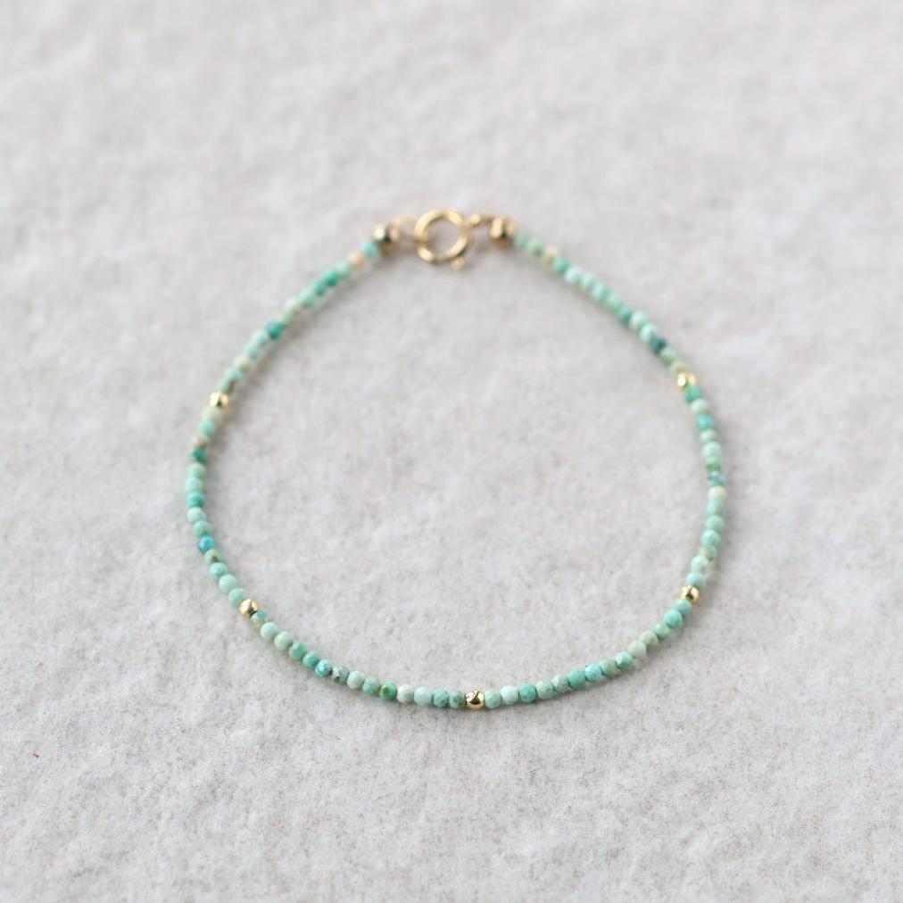 Tiny Turquoise Bracelet Dainty Gemstone Beaded Bracelet Blue Crystal December Birthstone Jewelry Minimalist Birthday Gift for Daughter Niece